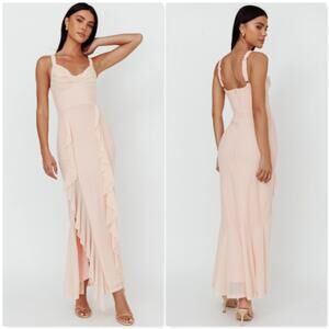 SELFIE LESLIE Hollianna Ruffle Trim Split Maxi Dress